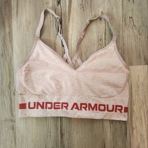 Under Armour Bra Seamless Low Long  Bra Light Pink Womens Size L No cup Pads